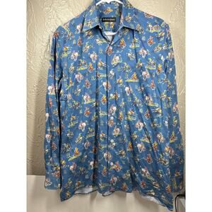 Bullock & Jones Shirt Mens Button Up Vintage Long Sleeve Horses Rodeo Size Large